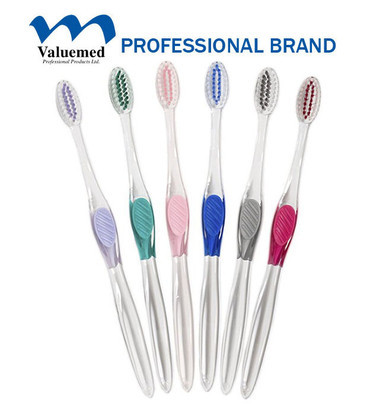 Valuemed Professional Adult Soft Clear Accent Toothbrush #808 Assorted Colors: No Imprint - 72/Box, Imprint - 432/Case