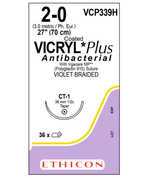 J&J EthiconSuture Vircyl Plus 2-0 CT-1 27" Violet, 36/box