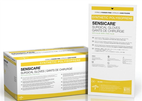 SensiCare with Aloe Powder-Free Sterile Surgical Gloves, Polyisoprene, Latex Free Sz 8.5, 25pr/box