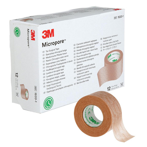 3M Micropore Medical Paper Surgical Tape 1" Tan 12/box