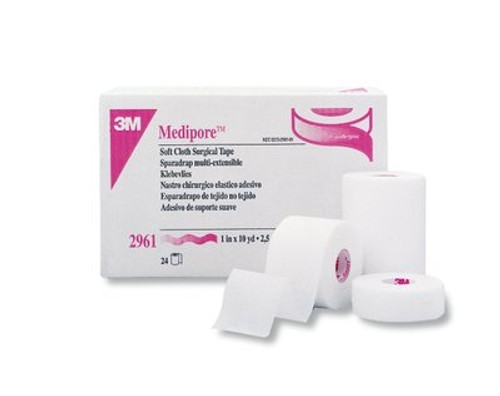 3M Medipore Hypoallergenic Soft Cloth Medical Tape 1" x 10yds 2/pkg
