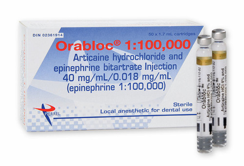 Orabloc Anesthetic Articaine Hydrochloride 4% and Epinephrine 1:100,000 box/50