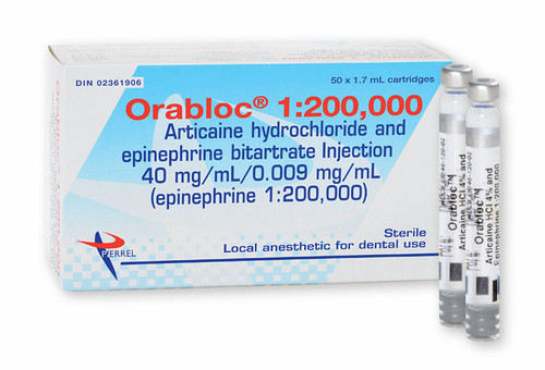 Orabloc Anesthetic Articaine Hydrochloride 4% and Epinephrine 1:200,000 box/50