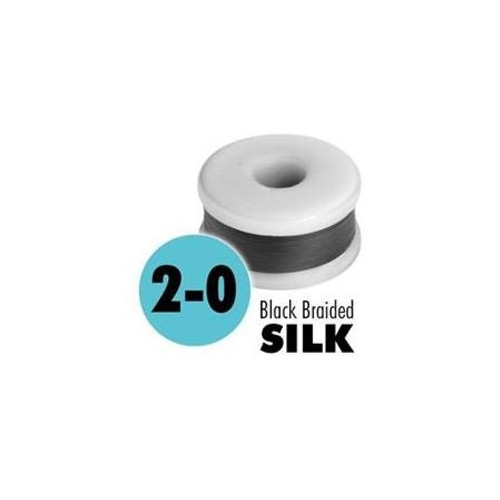 2-0 Black Braided Silk Suture Spool Non-Sterile 25yds