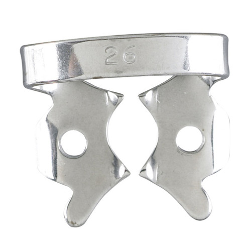 MILTEX Dental Dam Clamps 26 are tooth specific and are sometimes used in pairs.