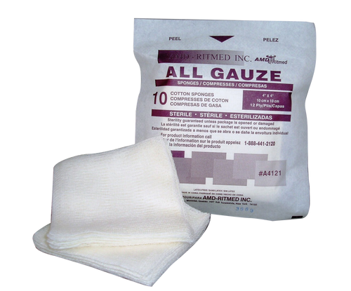 Valuemed Sterile Gauze Sponge Cotton 4"x4" 12ply 2/pkg, 25pkg/tray