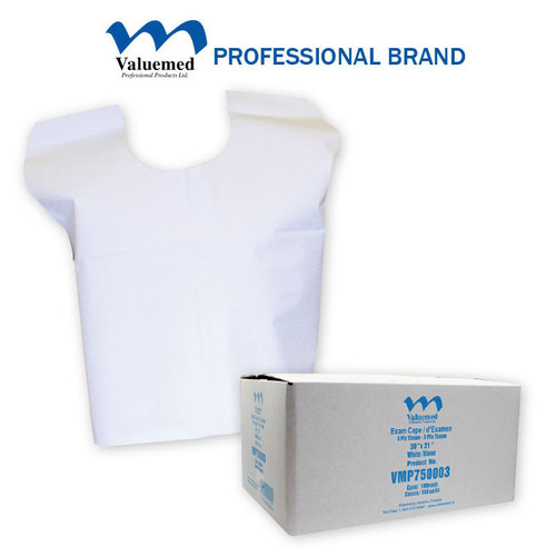 Valuemed Professional Exam Cape White 30" x 21"  3ply Tissue 100/case