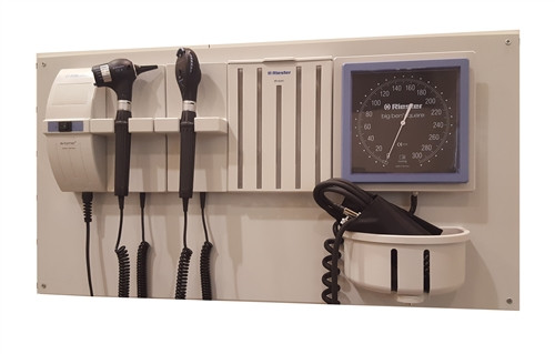Riester ri-former Diagnostic Station with EliteVue Otoscope, Ophthalmoscope, Spec Dispenser, BP Aneroid & Wall Board