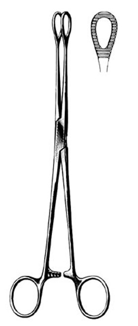 Foerster Sponge Forceps, Straight, Serrated, 9.5", Stainless Steel, Elite Quality - AMG