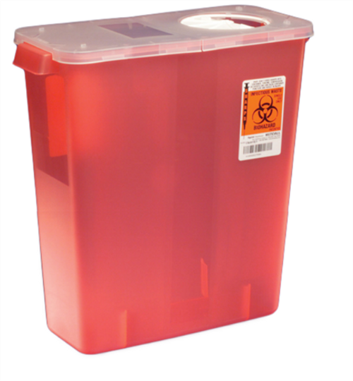 Sharps 3 Gal Red Hinged Lid