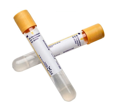 BD Vacutainer Plus SST Tube, Plastic, 5ml, Gold BD Hemogard Closure, Paper Label, 100/box