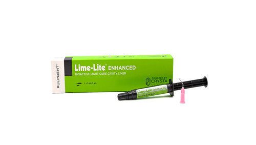 PulpDent Lime-Lite Enhanced Bioactive Light Cure Cavity Liner 3ml Syringe + 20 Tips