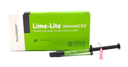 PulpDent Lime-Lite Enhanced Bioactive Light Cure Cavity Liner 4 x 1.2ml Syringe + 20 Tips