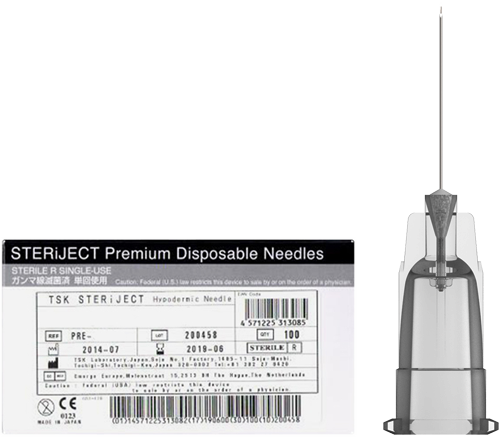 TSK PRE Regular Hub Needle STERiJect 33G x 4mm (3/16") 100/box