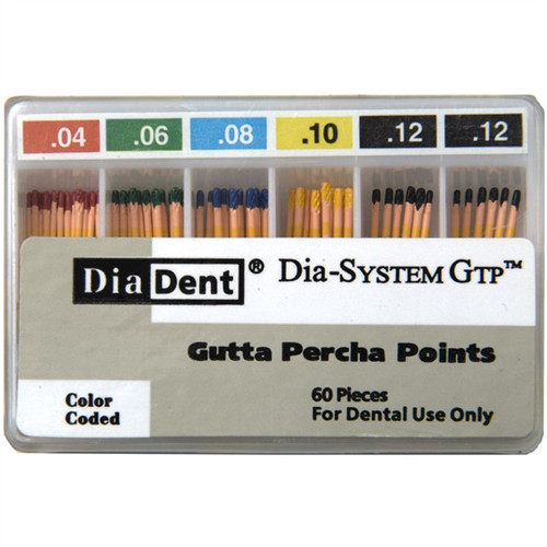 DiaDent Gutta Percha Points Dia-System GTP Double Tapered Spill Proof #20 Taper .04, 60/box