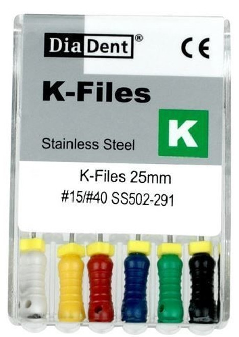 DiaDent Stainless Steel K-Files #20, 21mm, pkg/6