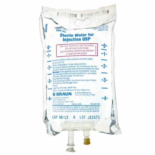 Sterile Water USP 500ml Bag