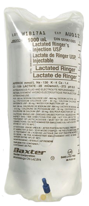 Baxter Lactated Ringers I.V. Solution 1000ml Bag