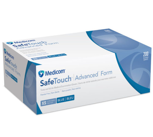 Medicom SafeTouch Advanced Form Blue Nitrile PF 200/box EXTRA SMALL