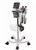 Amico Mobile Diagnostic Station with Halogen Coaxial Ophthalmoscope, Halogen Fiber Optic Otoscope, Specula Dispenser, Angled Mount Aneroid, Cuff Basket, and one Adult Latex-Free Cuff. Comes with large basket with cord wrap and 10ft power cord.