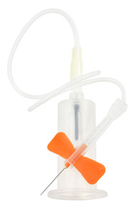 Safety Blood Collection Needle w/Pre-attached Holder 25G x 0.75” with 12” tubing, sterile