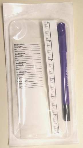 Sterile Medication Labels with Dual Tip Marker and Ruler 100/box