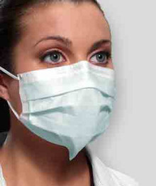 Crosstex SecureFit Isofluid Earloop Mask, Level 1, Blue, 50/box