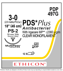 J&J Ethicon Suture PDP497G PDS Plus, Undyed, 3-0, PS-2, 18" 12/box