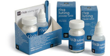 SDI Riva Luting Powder/Liquid Kit: Includes: 35g Rival Luting Powder Bottle, 25g Riva Luting Liquid Bottle, accessories.