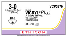 J&J Ethicon Suture Vicryl Plus 3-0, CT-3, 27" Violet Braided 36/box