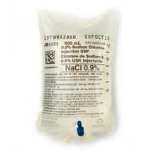 Baxter 0.9% Sodium Chloride Saline 500ml Bag, Each