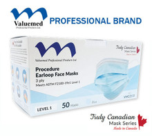 Valuemed Professional Truly Canadian Earloop Face Masks Level 1 Blue, 50/box