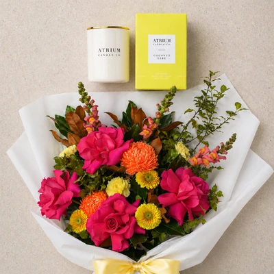 Citrus Meadow Bouquet & Candle Set