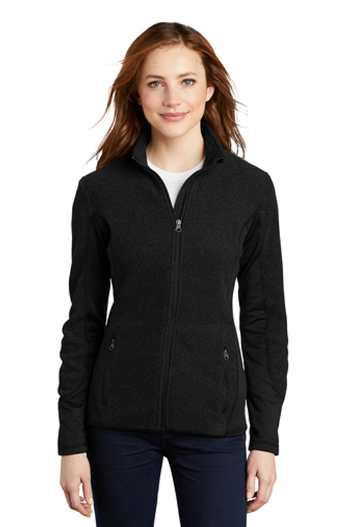 L227 Port Authority Ladies R-Tek Pro Fleece Full-Zip Jacket Black/Black Product Image