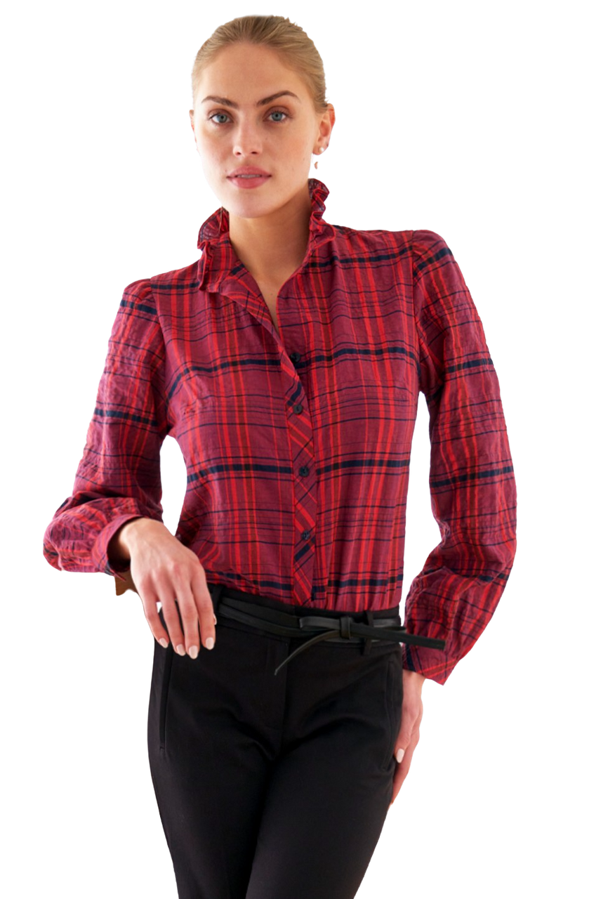 Long Sleeve Mystie Shirt Cranberry Christmas Plaid