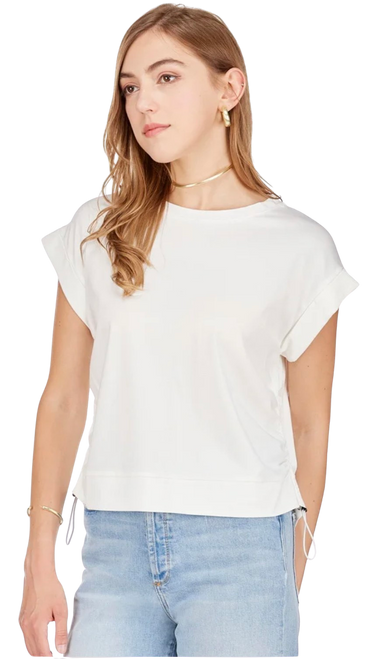 Side Waist Ctn Top, White