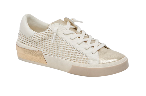 Zina Sneaker, Bone/Gold Woven