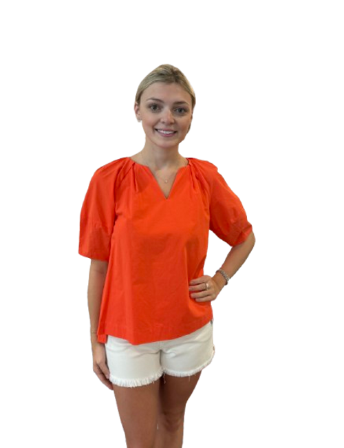 5395T Top, Orange Red - Monkee's of Winter Park