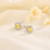 925 Sterling Silver Female Luxury Crystal Round Stud Earrings Vintage Wedding Jewelry White Zircon Stone Earrings New