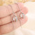 925 Sterling Silver Female Luxury Crystal Round Stud Earrings Vintage Wedding Jewelry White Zircon Stone Earrings New