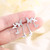 925 Sterling Silver Female Luxury Crystal Round Stud Earrings Vintage Wedding Jewelry White Zircon Stone Earrings New