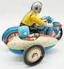 Clockwork Motorcycle with Sidecar Wind Up Tin Toy by Clockwork MS 709 Collectable Item