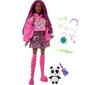 Barbie Extra Series #19 Doll Pink Streaked Hair Plaid Skirt & Pet Panda HKP93