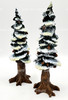Department 56 Village Pole Pine Trees LOT OF 2 Cold Cast 8"