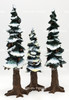 Dept. 56 Snowy Glittery Pole Pine Trees set of 3 Cold Cast Porcelain Statues