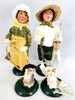 Byers' Choice Caroler Girl w/Hoop Boy w/Fish and Cats Collector Figures 2007