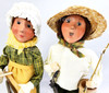 Byers' Choice Caroler Girl w/Hoop Boy w/Fish and Cats Collector Figures 2007