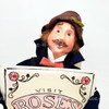 Byers' Choice The Carolers Tea Party Man Rose's Tea Shop Sign Holder 2010 NEW