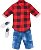 Barbie Ken Red Plaid Shirt & Demin Shorts Fashion Pack 2017 Mattel FKT47