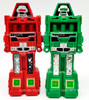 Gobots Lot of 2 Red and Green Robot Whistles / Bubble Blowers Tootsie Toy USED